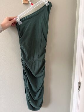 Ruched Dark Green Strapless Dress